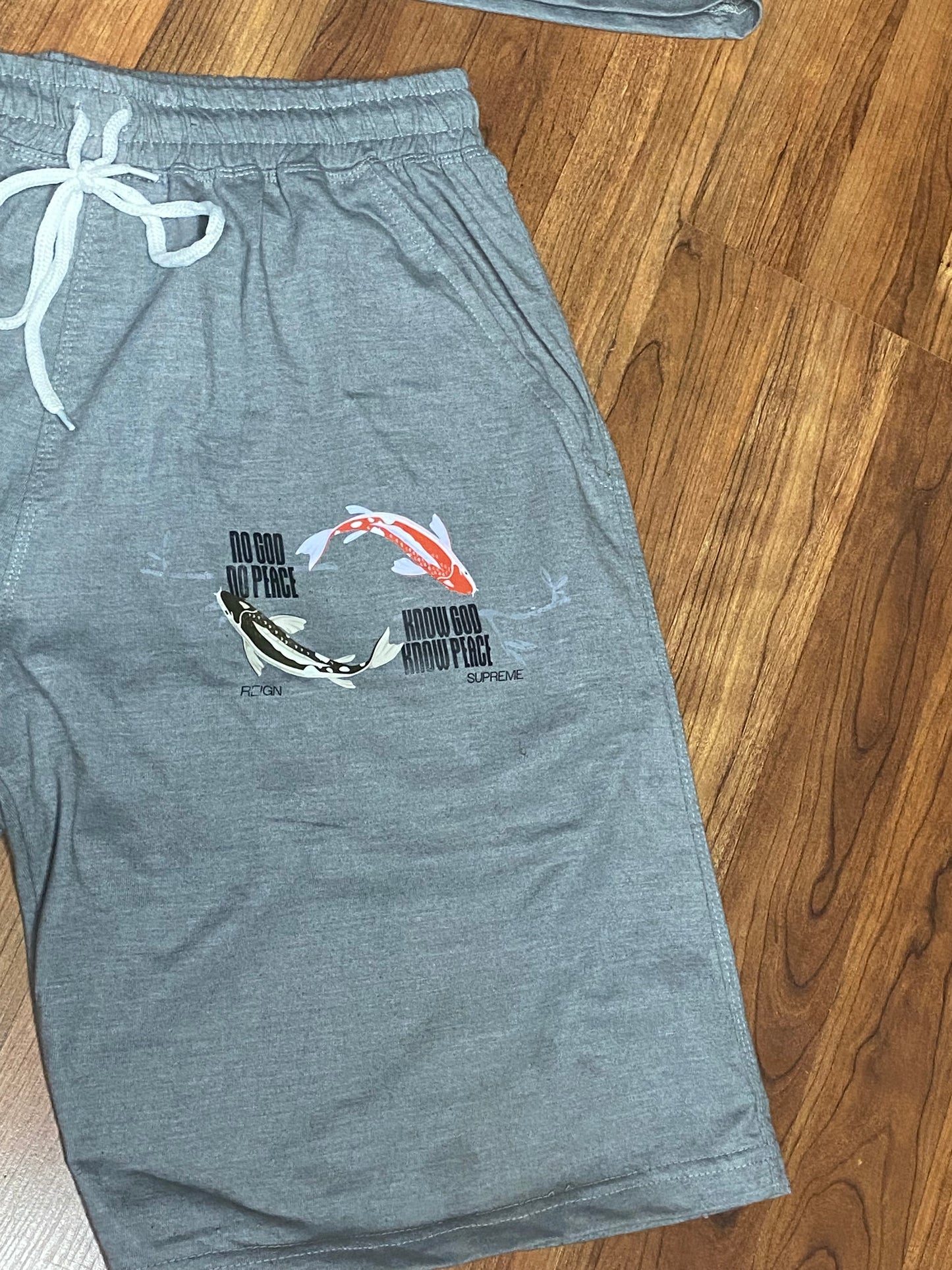 Know God Know Peace Shirt/Shorts Set Gray
