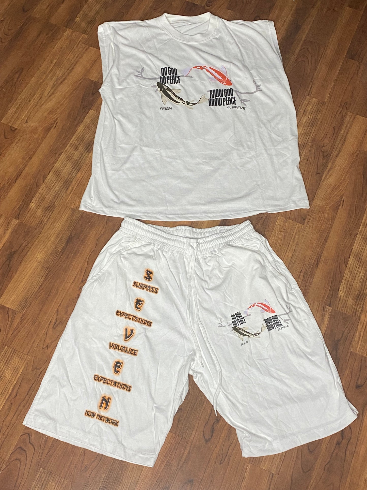 Know God Know Peace Shirt/Shorts Set White