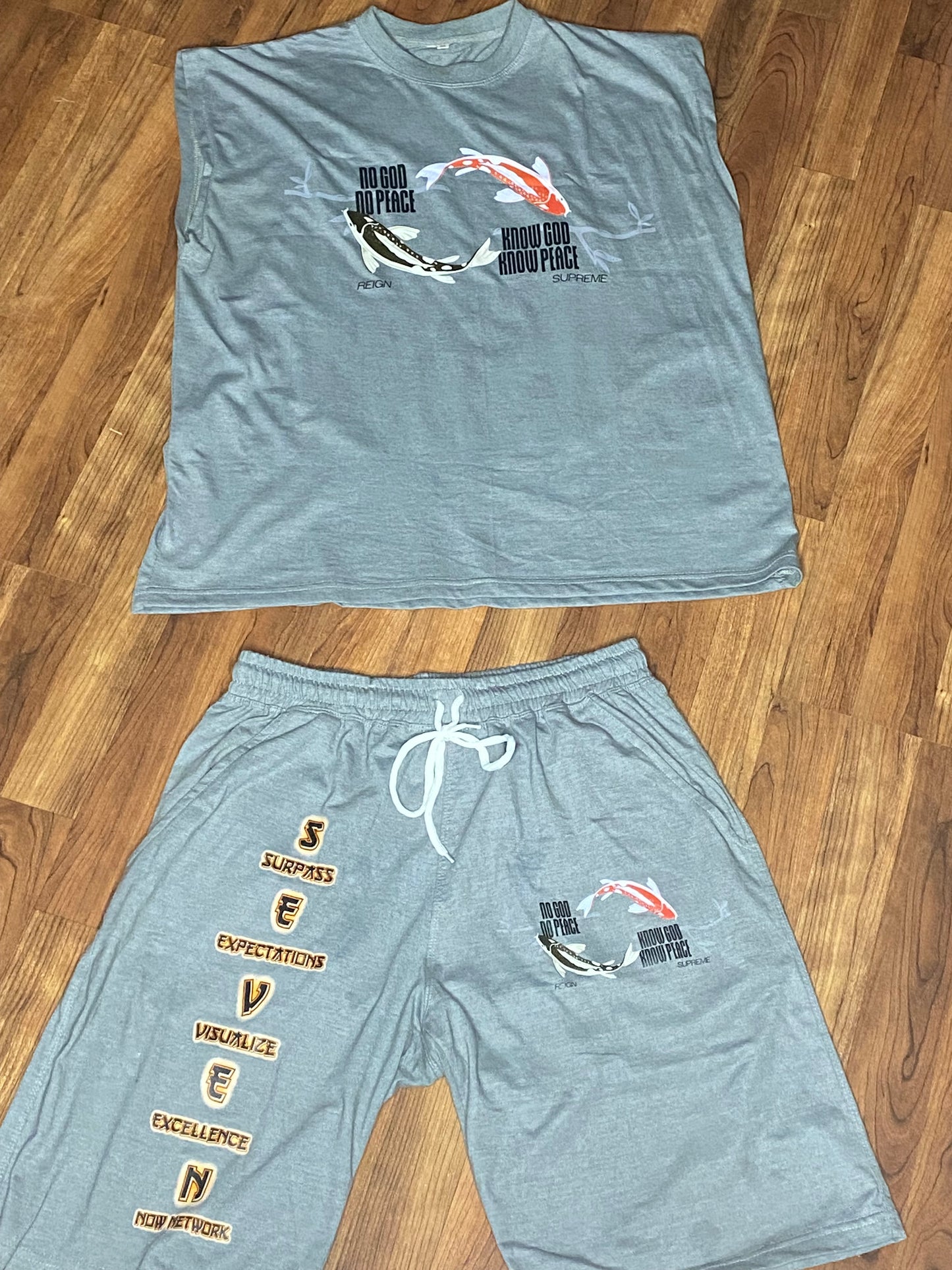 Know God Know Peace Shirt/Shorts Set Gray