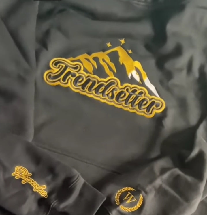 Embroidered Trendsetter Seven Brand Unisex Hoodie – Black n Gold Soul Colorway