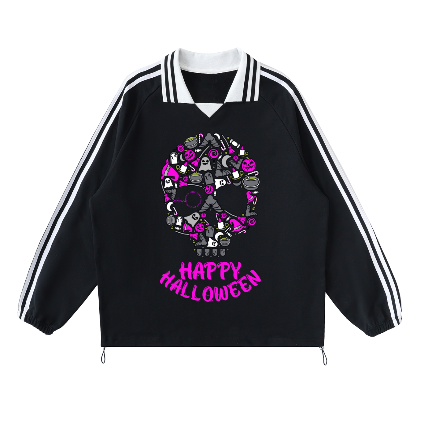 Halloween ,Seven,Pink,Scary,Lapel,Sweatshirt