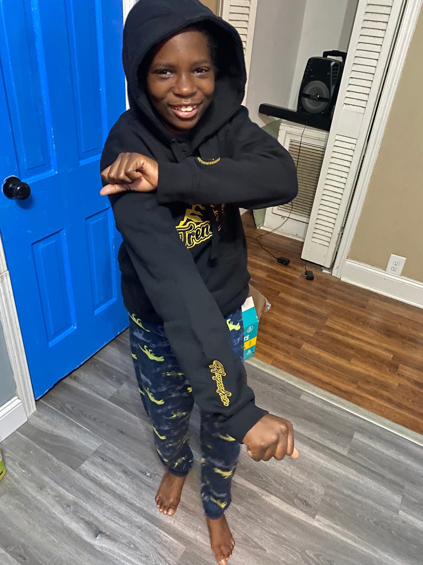 Embroidered Trendsetter Seven Brand Unisex Hoodie – Black n Gold Soul Colorway