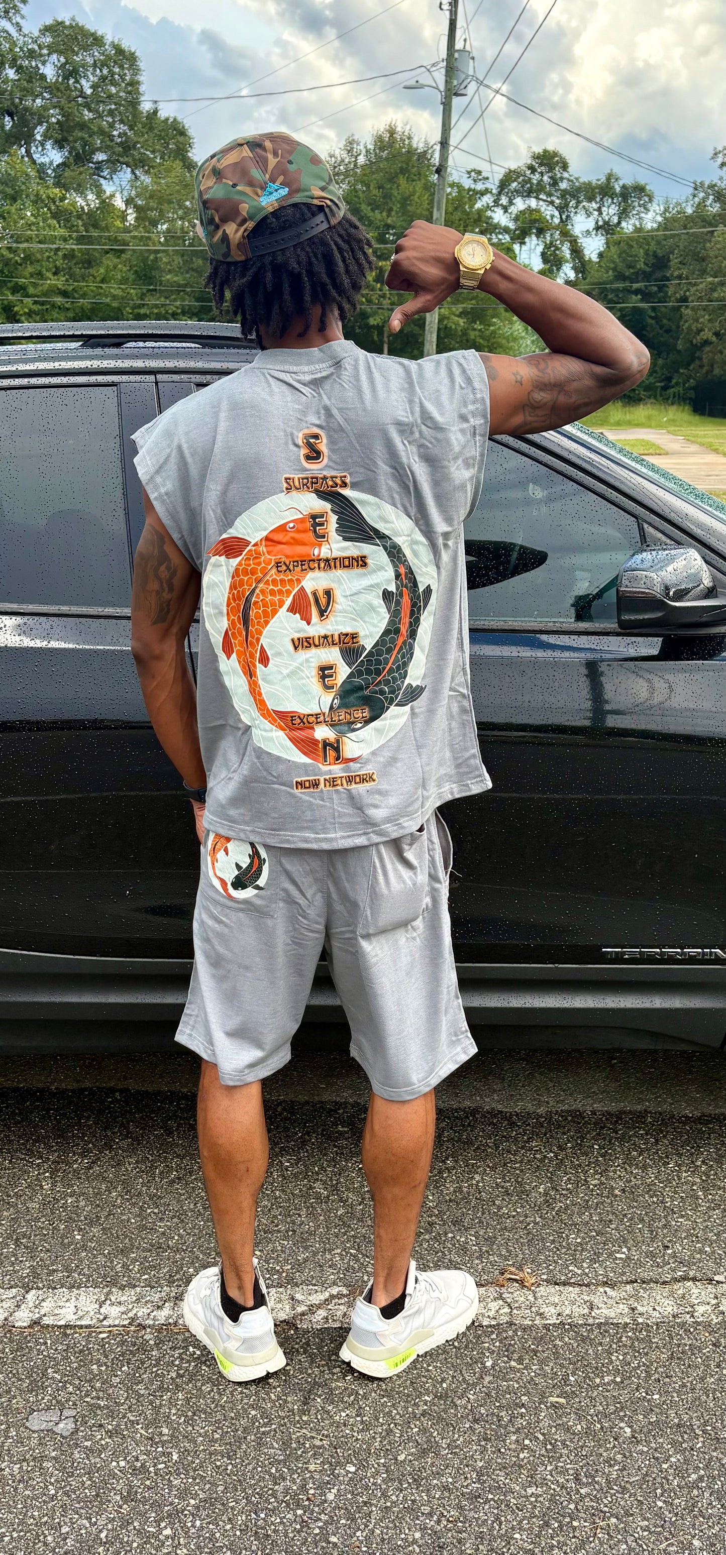 Know God Know Peace Shirt/Shorts Set Gray