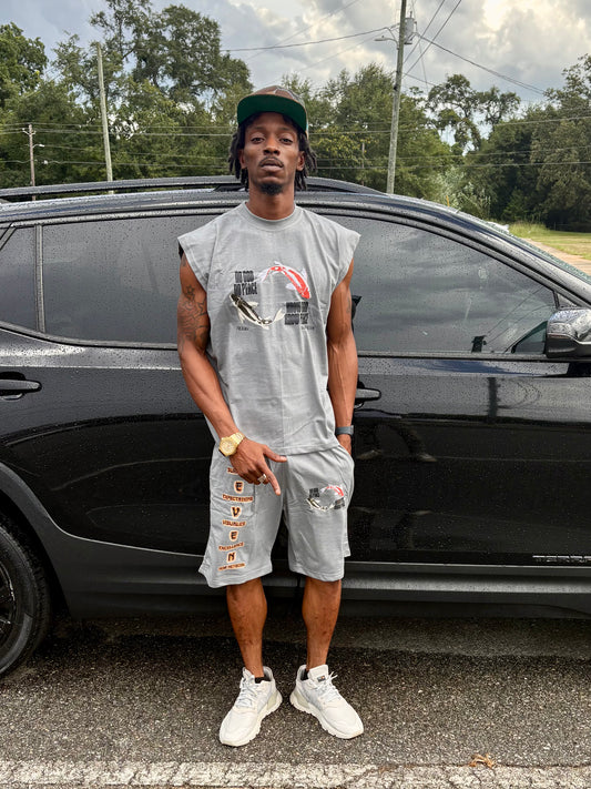 Know God Know Peace Shirt/Shorts Set Gray